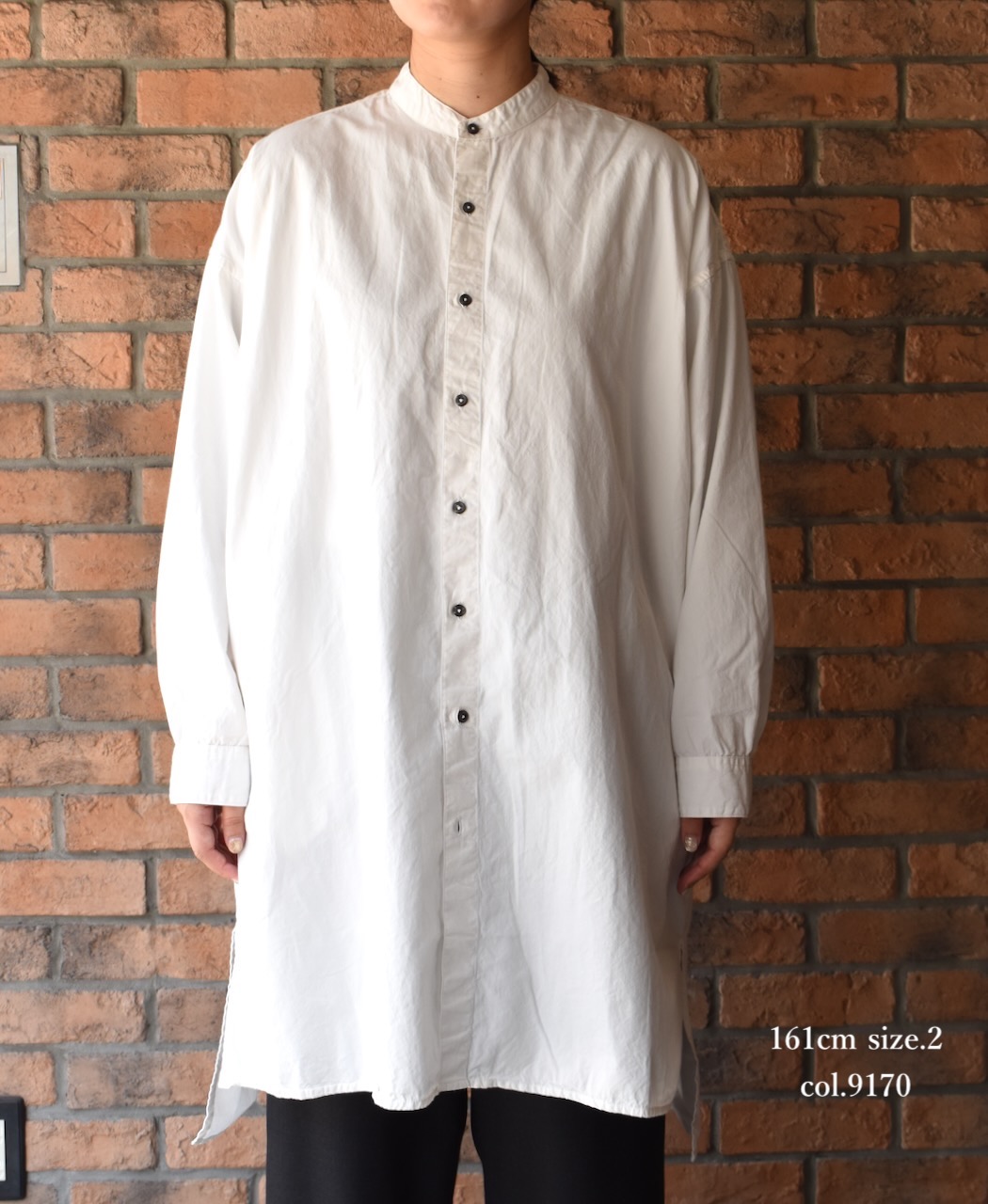 INAM2472PD(シャツ) 40s POPLIN OVER DYED UTILITY BANDED COLLAR LONG SHIRT