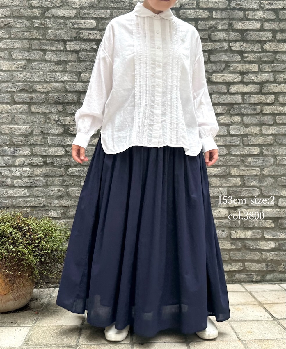 NMDS24595(スカート) 60s ORGANIC CAMBRIC MINI PINTUCK FLARED SKIRT