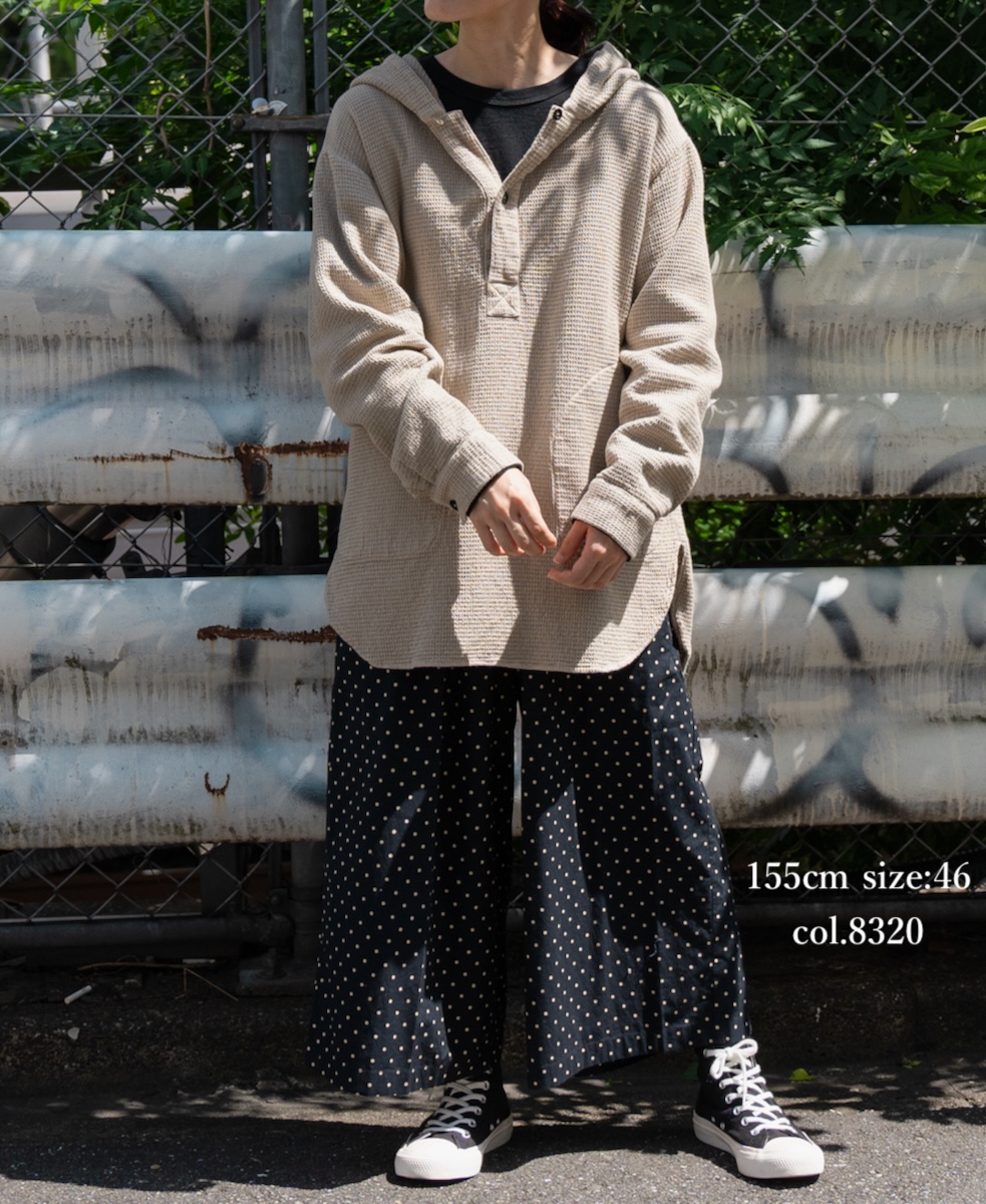 INHT2452WPD (シャツ) WAFFLE PLAIN OVERDYE HOODED PULLOVER SHIRTS