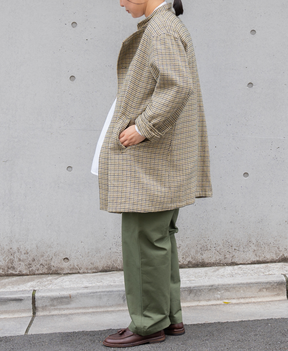 NHT2451WC(ジャケット) MIX WOOL CHECK STAND COLLAR DOUBLE BREAST JACKET