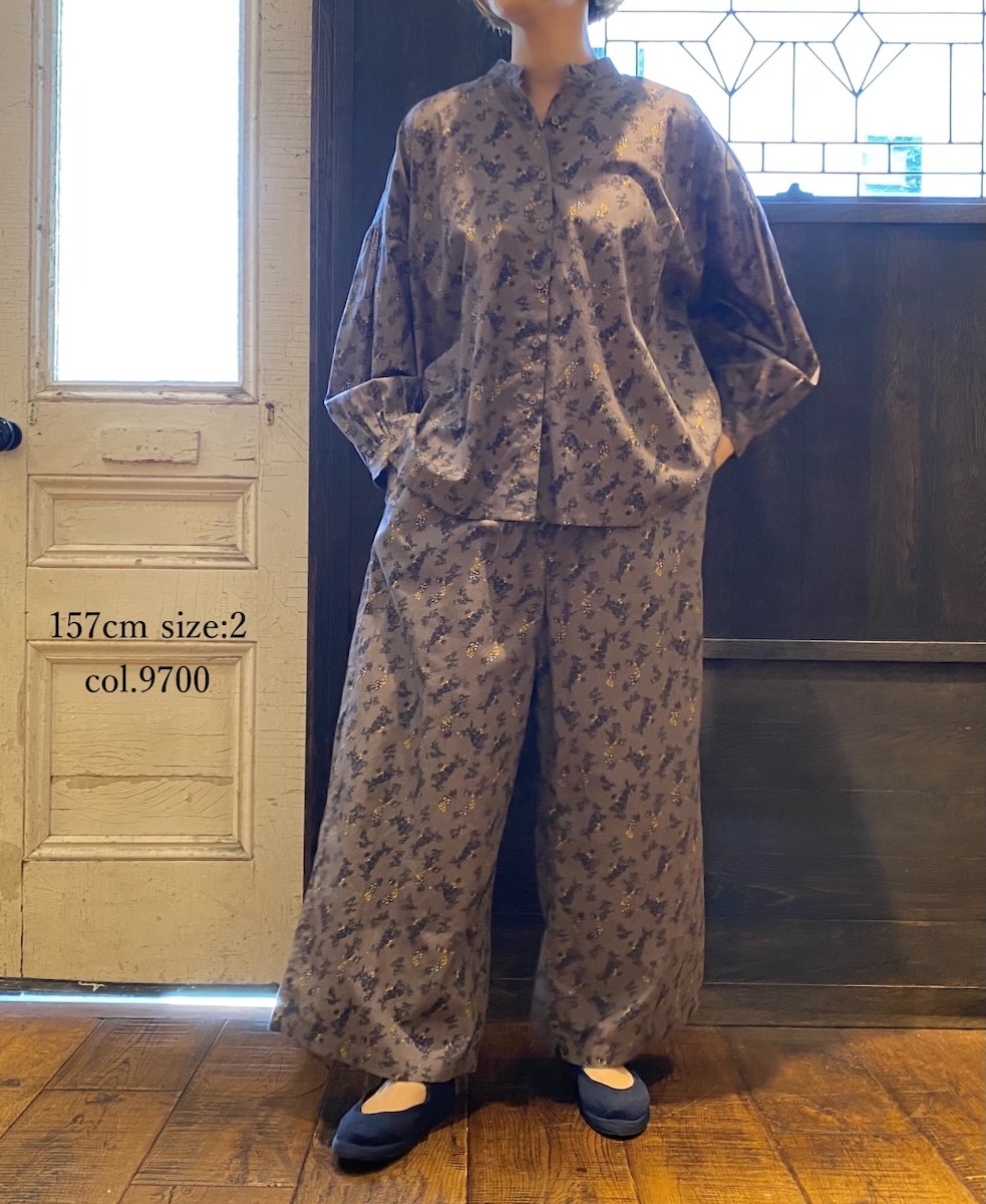 NSL24545(パンツ) 40s POPLIN FLOWER PRINT WIDE EASY PANTS