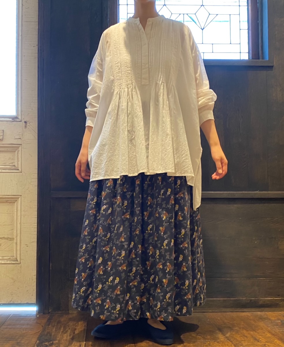 NSL24544(スカート) 40s POPLIN FLOWER PRINT GATHERED SKIRT