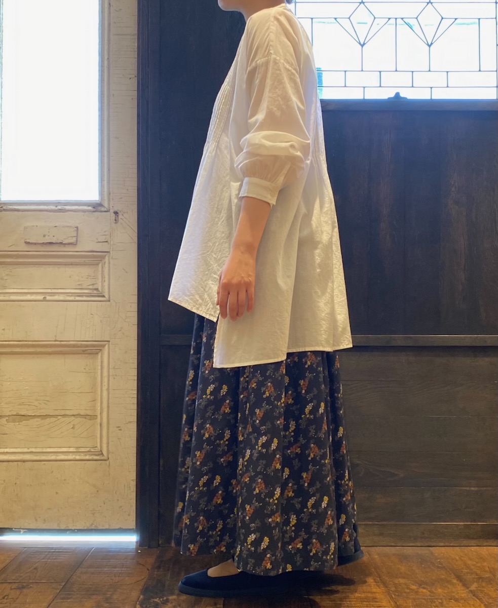 NSL24544(スカート) 40s POPLIN FLOWER PRINT GATHERED SKIRT