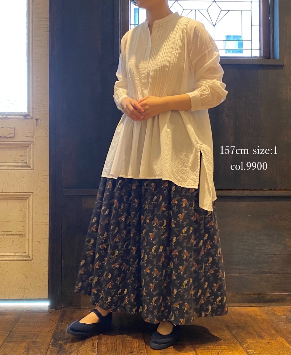 NSL24544(スカート) 40s POPLIN FLOWER PRINT GATHERED SKIRT