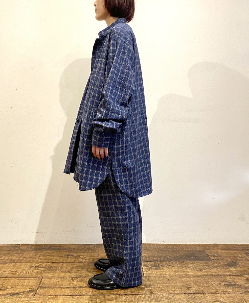 NHT2452WC(シャツ) MIX WOOL CHECK STAND COLLAR SHIRT