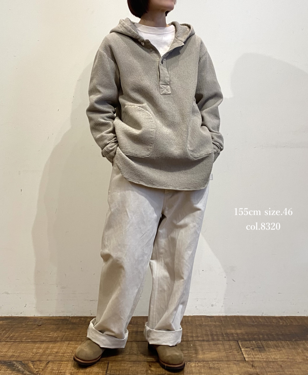 INHT2452WPD (シャツ) WAFFLE PLAIN OVERDYE HOODED PULLOVER SHIRTS