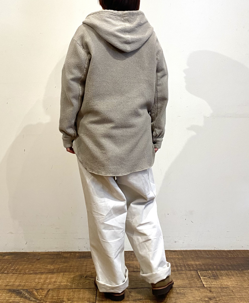 INHT2452WPD (シャツ) WAFFLE PLAIN OVERDYE HOODED PULLOVER SHIRTS