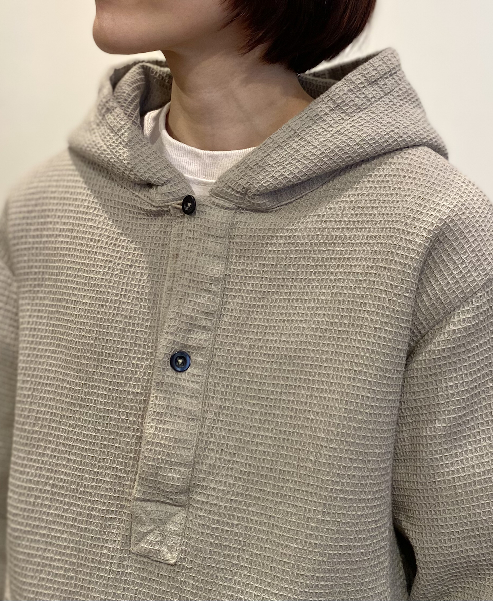 INHT2452WPD (シャツ) WAFFLE PLAIN OVERDYE HOODED PULLOVER SHIRTS