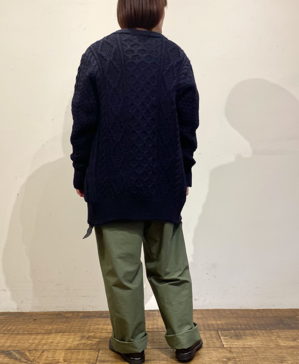 CHT2451W(カーディガン) ARAN CREW-NECK LONG CARDIGAN(WOOD BUTTON)