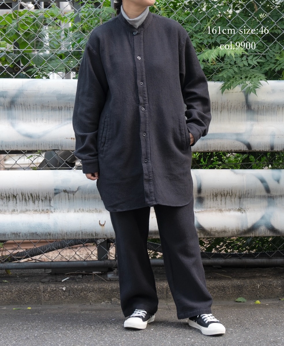 INHT2362WPD (シャツ) WAFFLE PLAIN OVERDYE STAND COLLAR SHIRTS