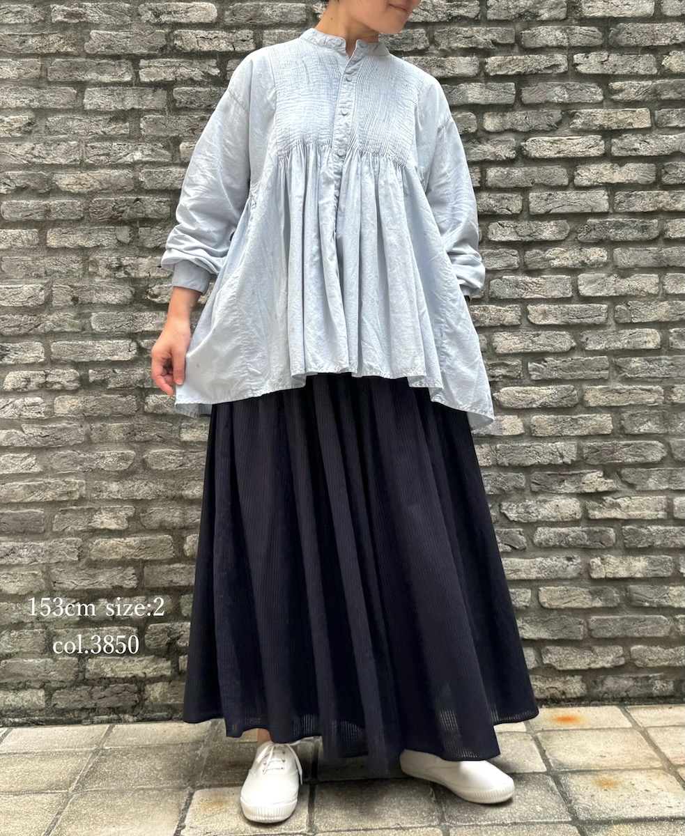 NMDS24604(キュロット) 80s ORGANIC COTTON SMALL CHECK CULOTTES WITH PINTUCK