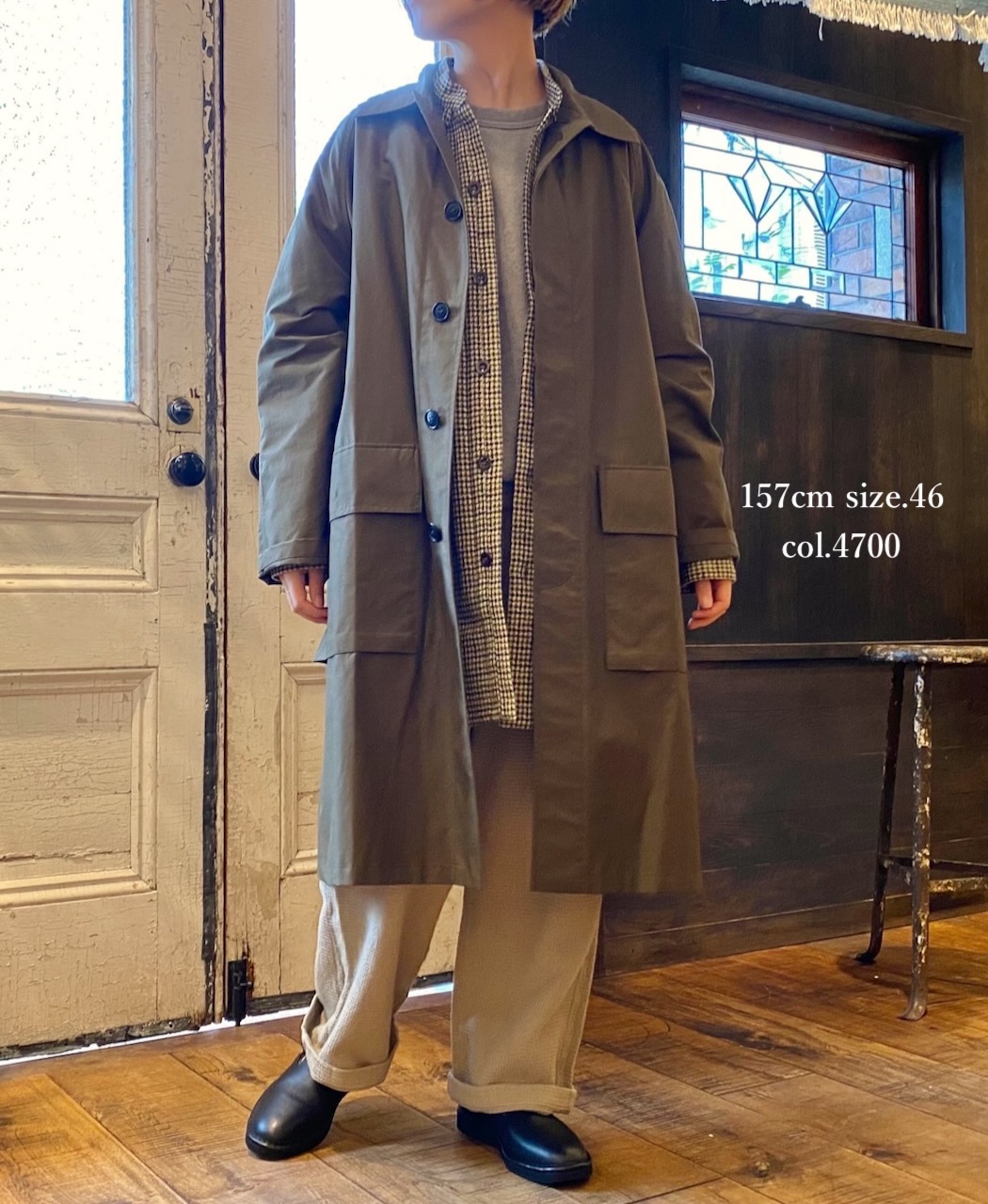 NHT2412KT(コート) COTTON NYLON BALMACAAN COAT WITH GUSSETED POCKET