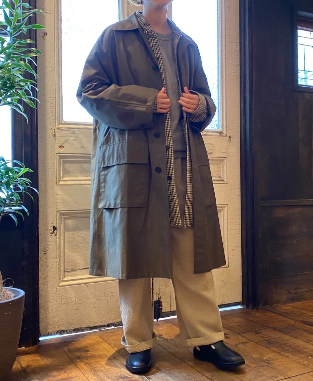 NHT2412KT(コート) COTTON NYLON BALMACAAN COAT WITH GUSSETED POCKET