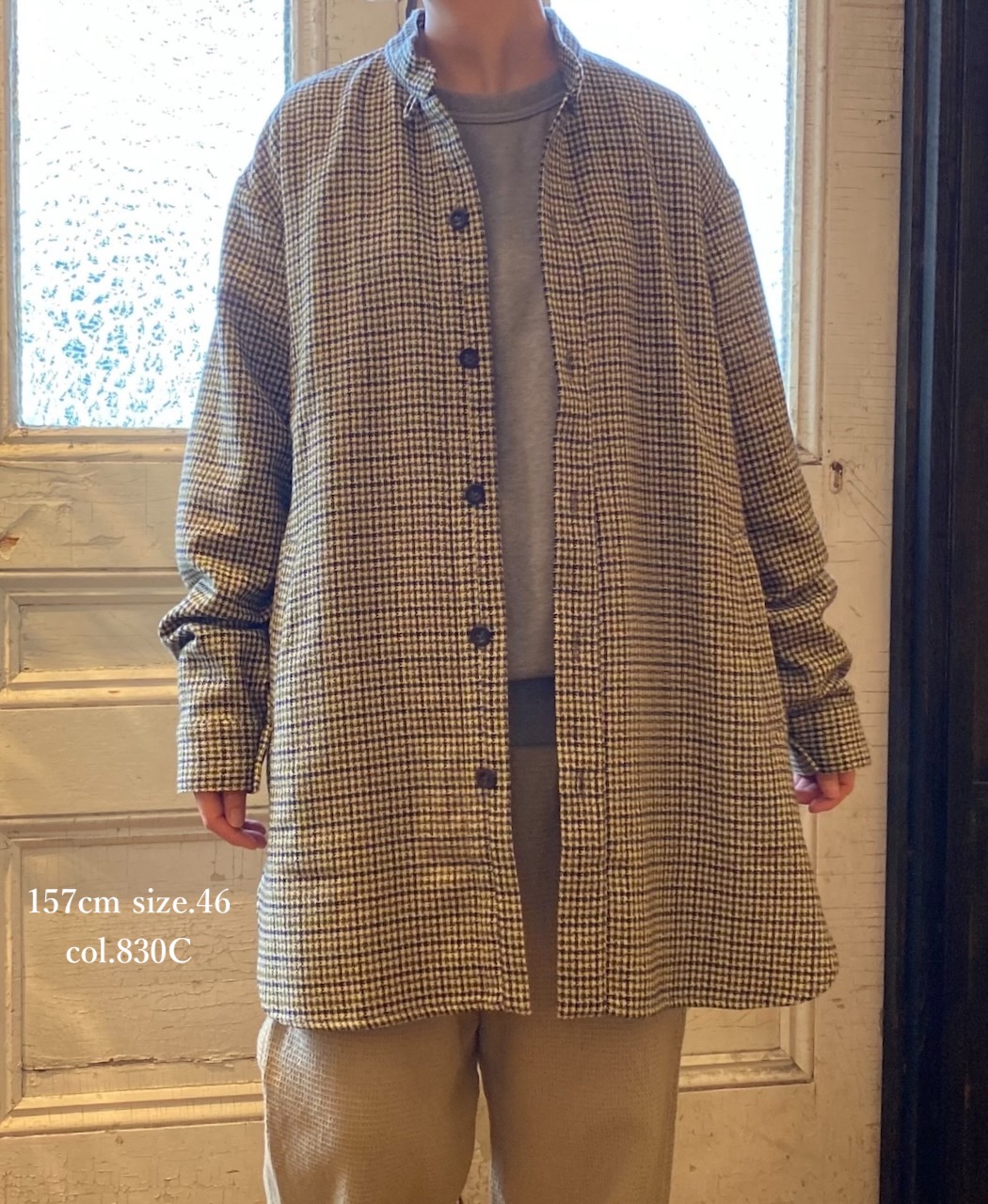 NHT2452WC(シャツ) MIX WOOL CHECK STAND COLLAR SHIRT