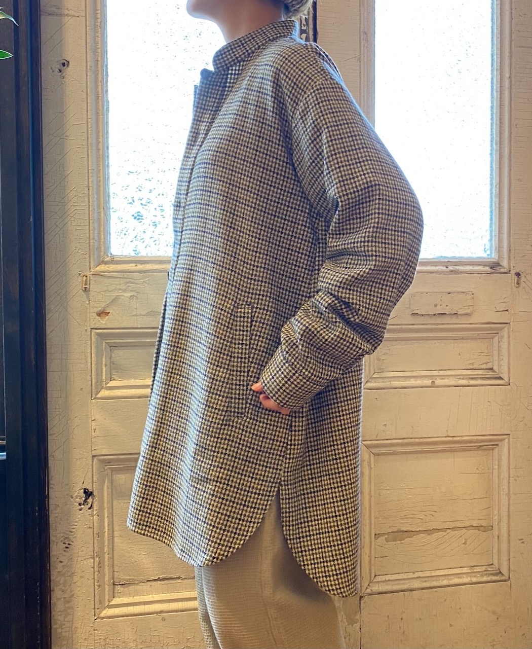 NHT2452WC(シャツ) MIX WOOL CHECK STAND COLLAR SHIRT