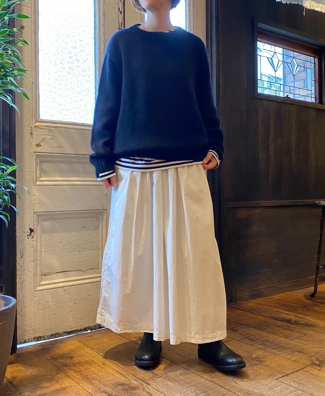 INAM2475PD(スカート) 40s POPLIN OVER DYED GATHERED SKIRT