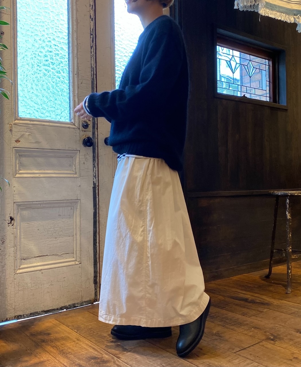 INAM2475PD(スカート) 40s POPLIN OVER DYED GATHERED SKIRT