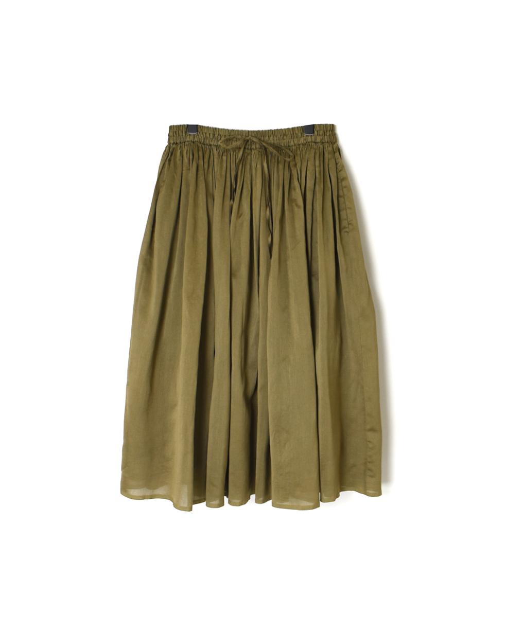 NMDS22564 (スカート) HANDWOVEN COTTON SILK RAJASTHAN TUCK GATHERED SKIRT WITH LINING