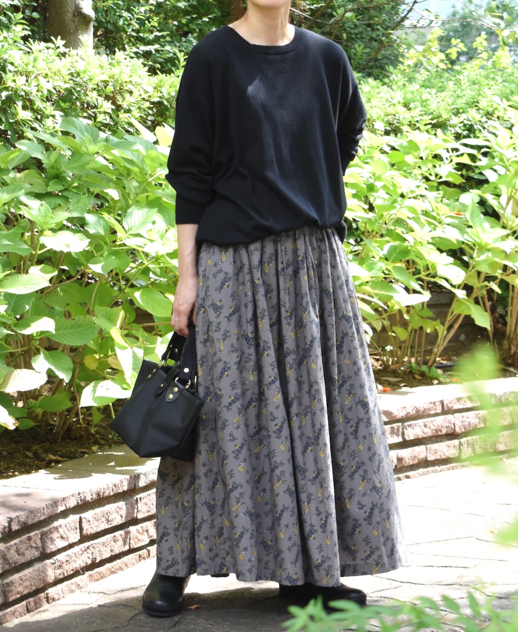 NSL24544(スカート) 40s POPLIN FLOWER PRINT GATHERED SKIRT