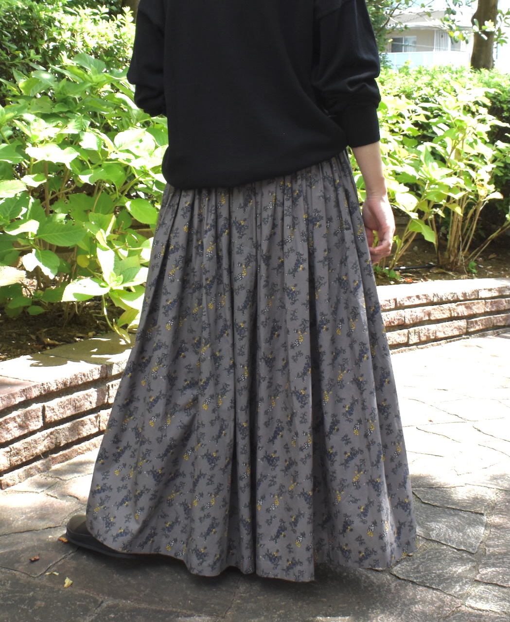 NSL24544(スカート) 40s POPLIN FLOWER PRINT GATHERED SKIRT