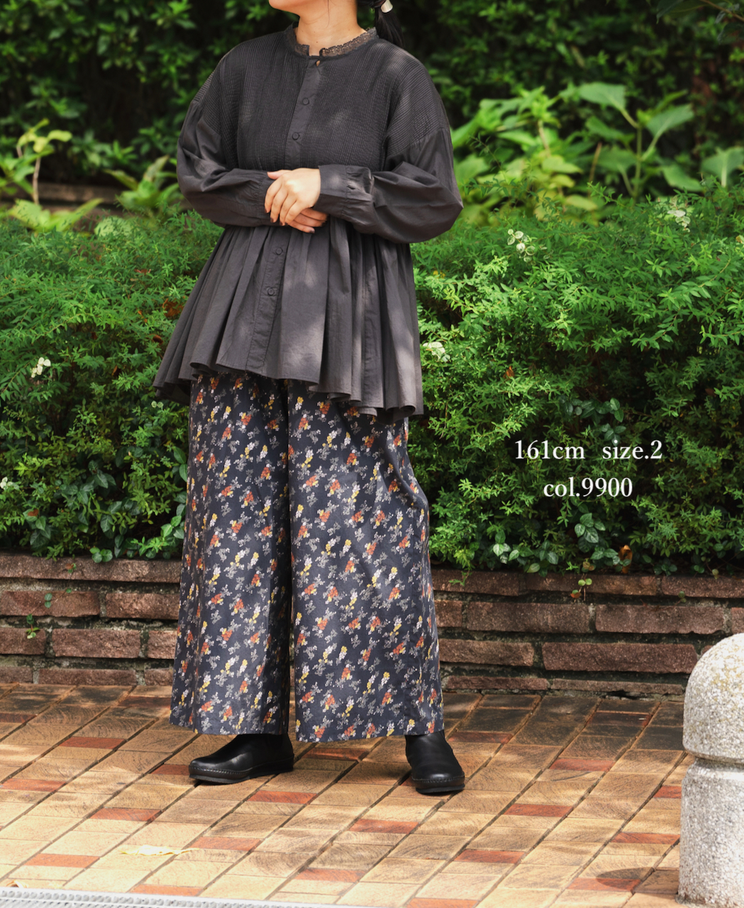 NSL24545(パンツ) 40s POPLIN FLOWER PRINT WIDE EASY PANTS