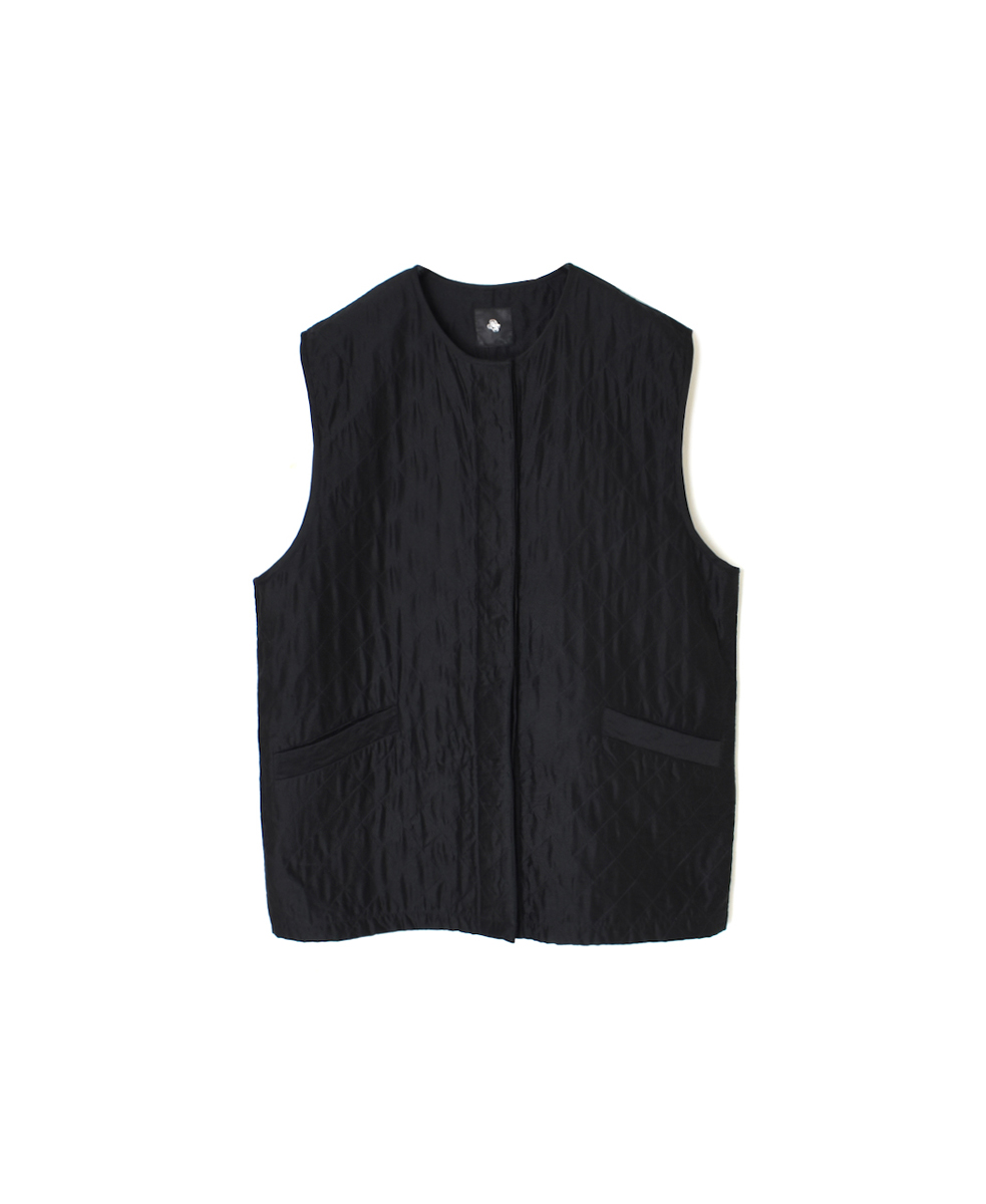 NMDS24532(ベスト) QUILTED HAND WOVEN COTTON SILK C-NECK VEST