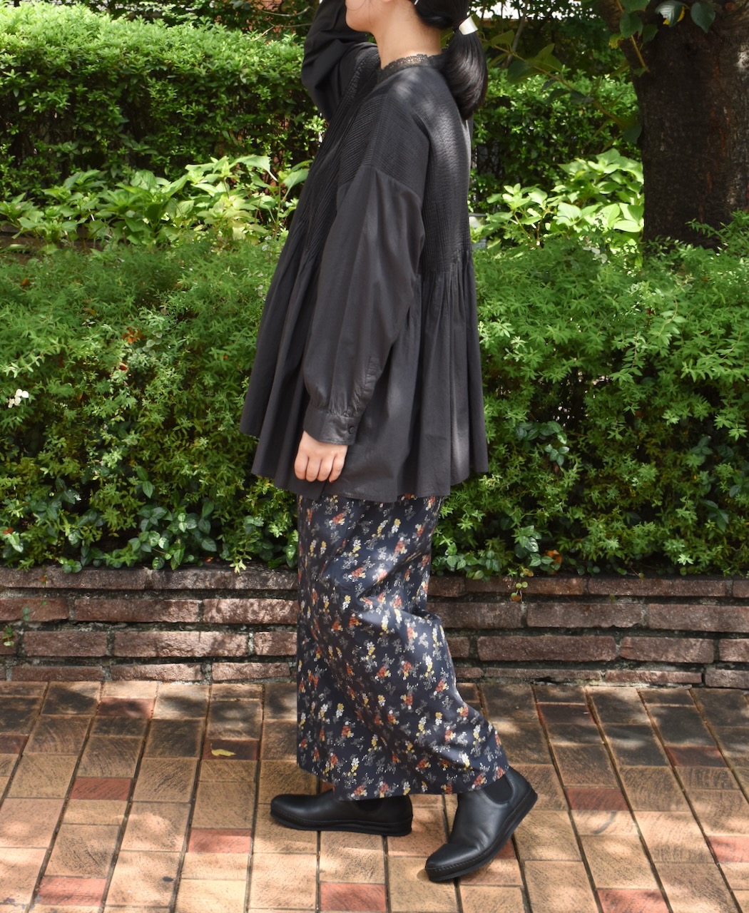 NSL24545(パンツ) 40s POPLIN FLOWER PRINT WIDE EASY PANTS