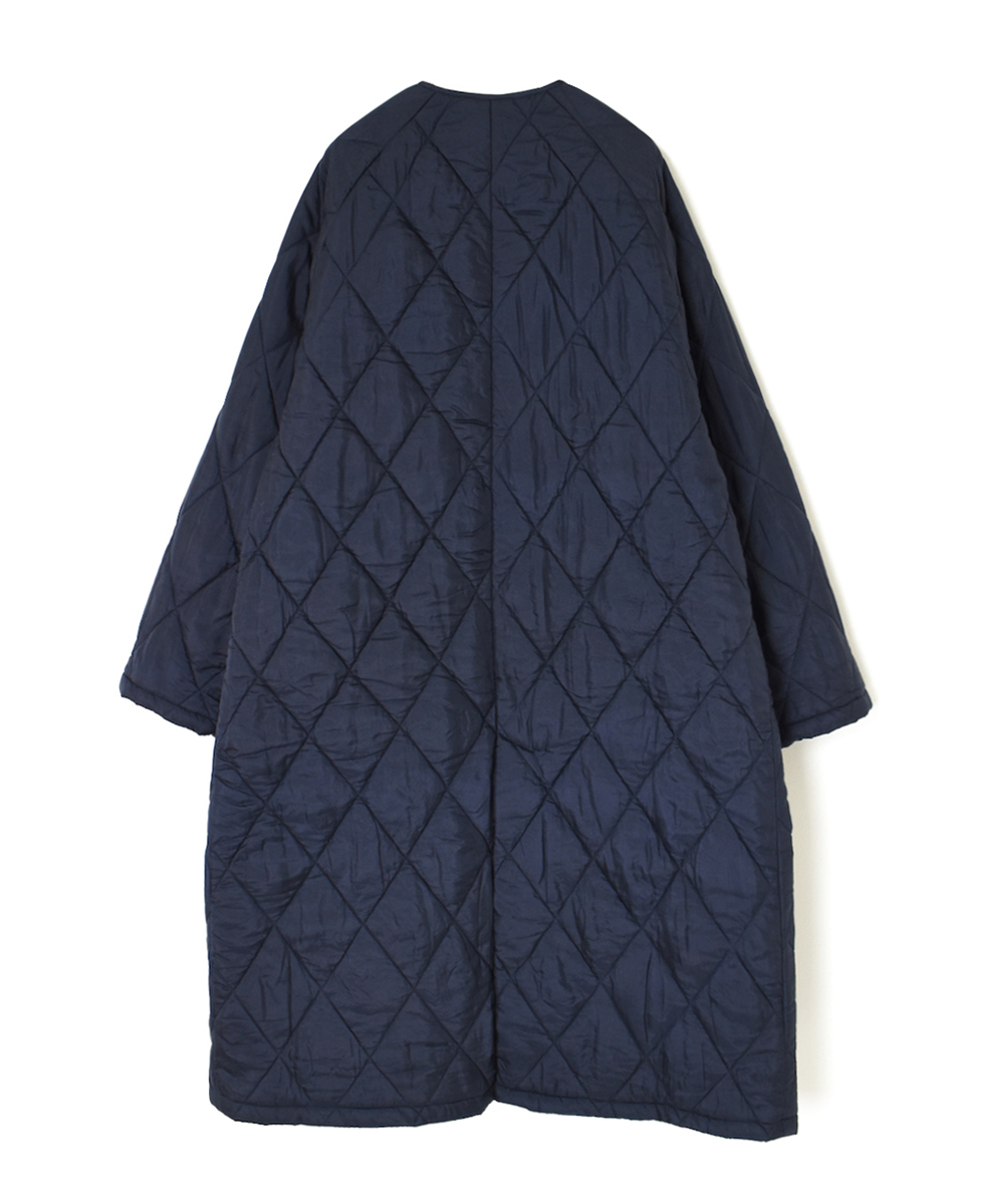 NMDS23541 (コート) PADDED SILK PLAIN C-NECK FRONT BUTTON COAT