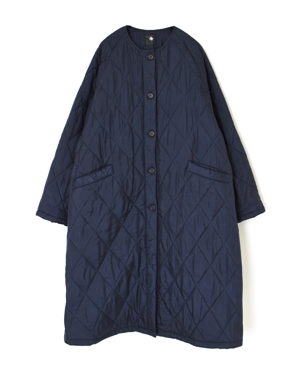 NMDS23541 (コート) PADDED SILK PLAIN C-NECK FRONT BUTTON COAT