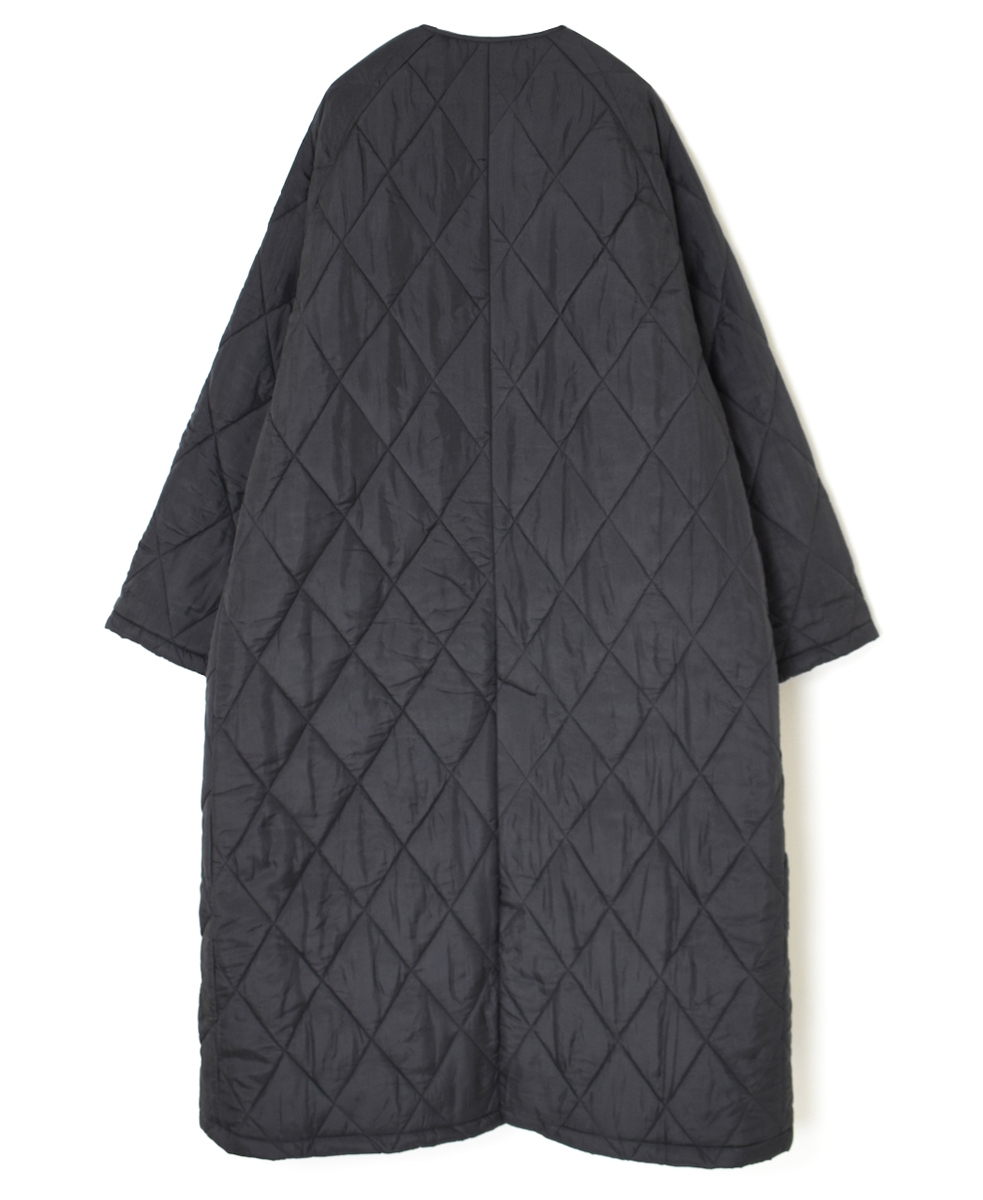 NMDS23541 (コート) PADDED SILK PLAIN C-NECK FRONT BUTTON COAT