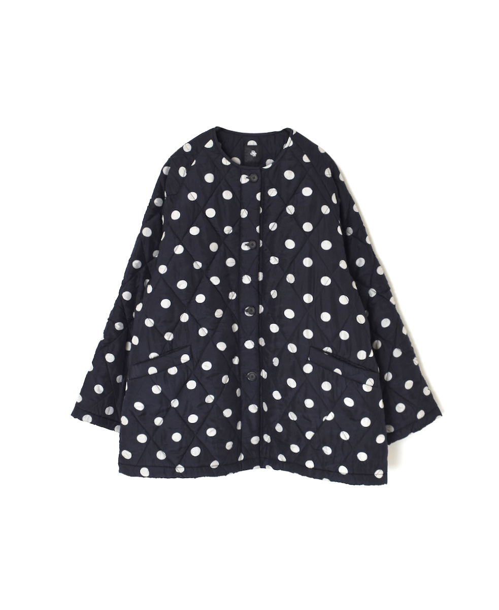 NMDS24512P(コート) PADDED SILK DOT PRINT FRONT BUTTON HALF COAT