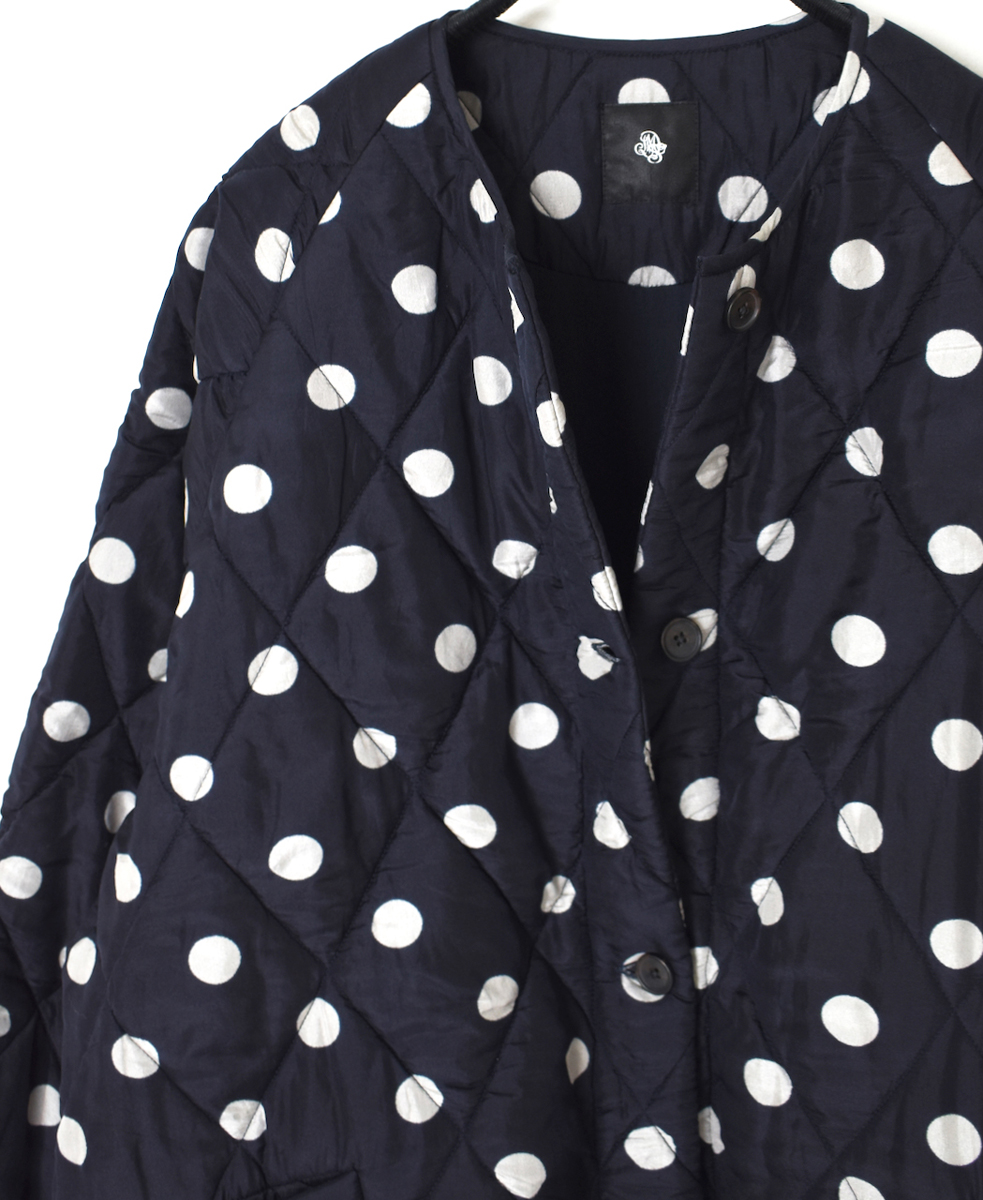 NMDS24512P(コート) PADDED SILK DOT PRINT FRONT BUTTON HALF COAT