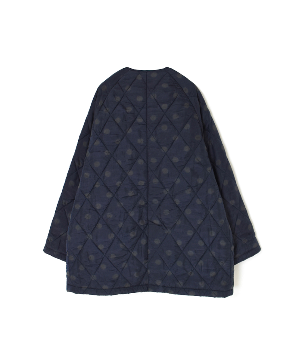 NMDS24512P(コート) PADDED SILK DOT PRINT FRONT BUTTON HALF COAT