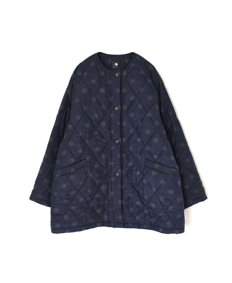 NMDS24512P(コート) PADDED SILK DOT PRINT FRONT BUTTON HALF COAT(WOVEN)