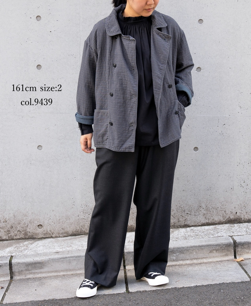 ISNAM2462(ジャケット) 60s COTTON DOUBLE FACE CHECK ROUND COLLER DOUBLE JACKET