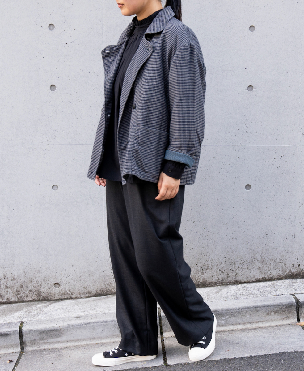 ISNAM2462(ジャケット) 60s COTTON DOUBLE FACE CHECK ROUND COLLER DOUBLE JACKET