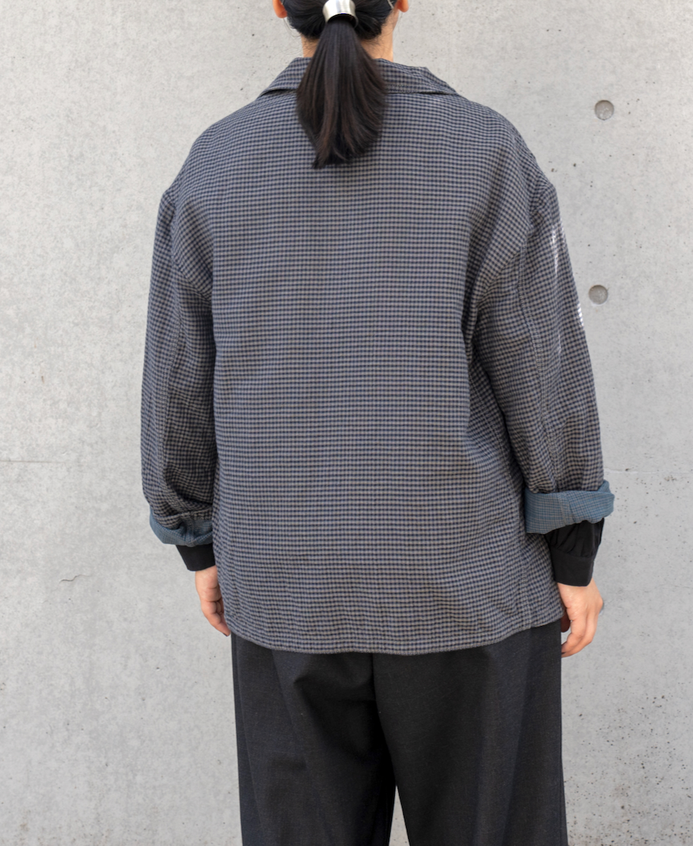 ISNAM2462(ジャケット) 60s COTTON DOUBLE FACE CHECK ROUND COLLER DOUBLE JACKET