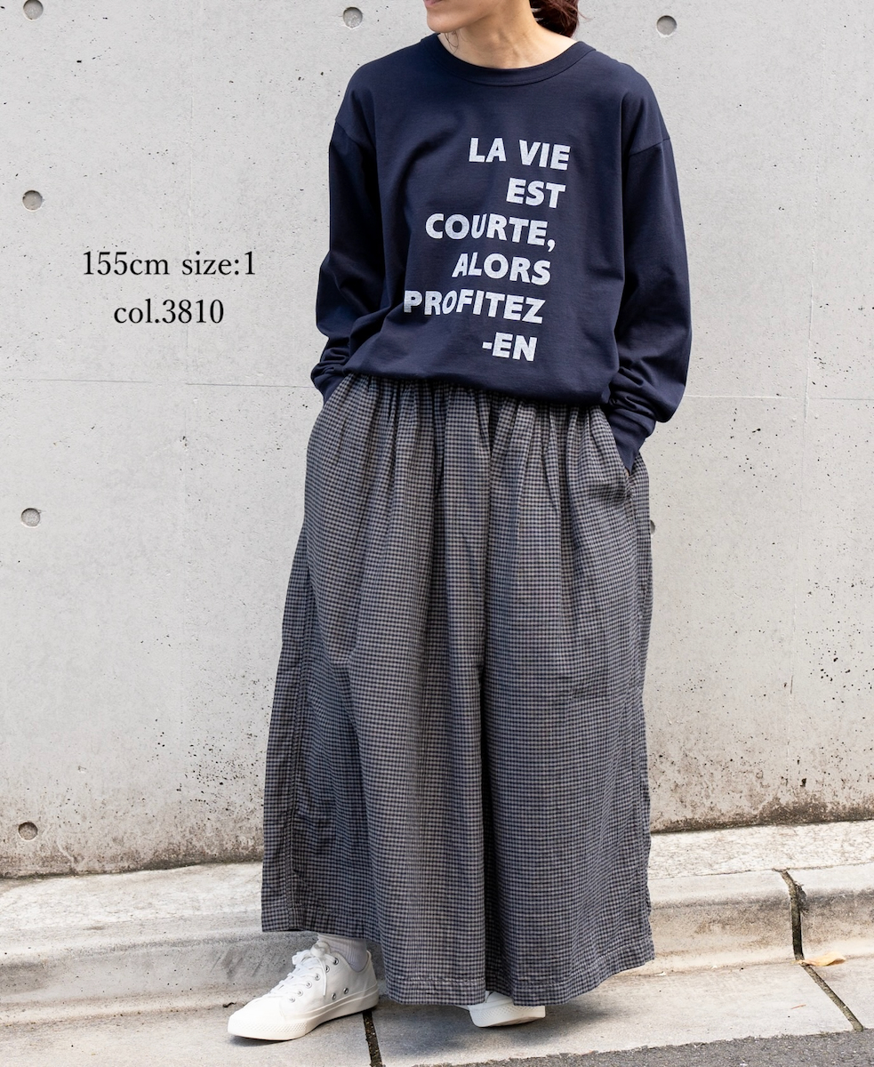 NFA2351P42(Tシャツ) ”LA VIE“ COTTON JERSEY CREW NECK OVERSIZE L/SL T WITH CUFF