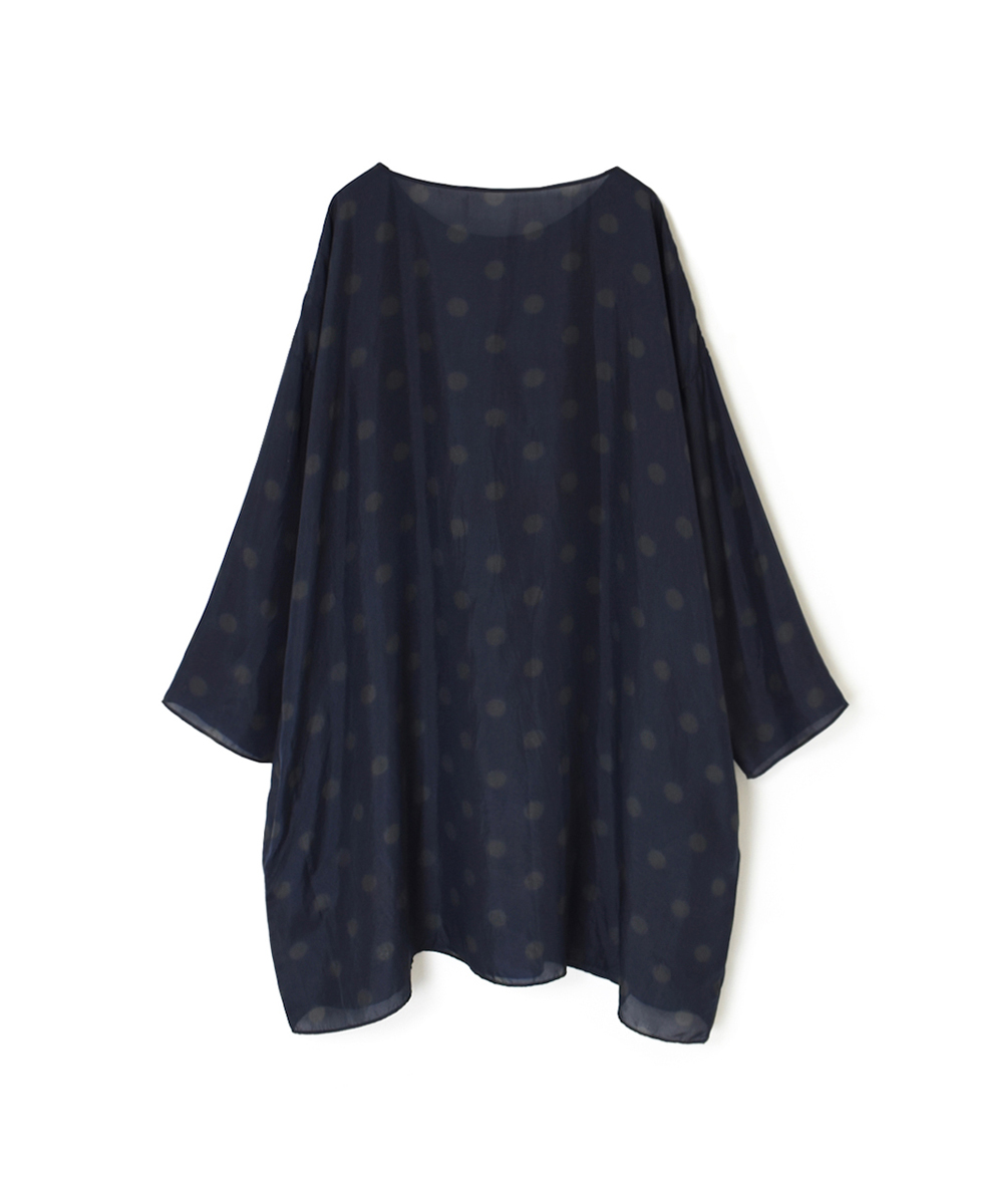 NMDS24521P(チュニック) BANGALORE SILK DOT PRINT DROP SHOULDER TUNIC