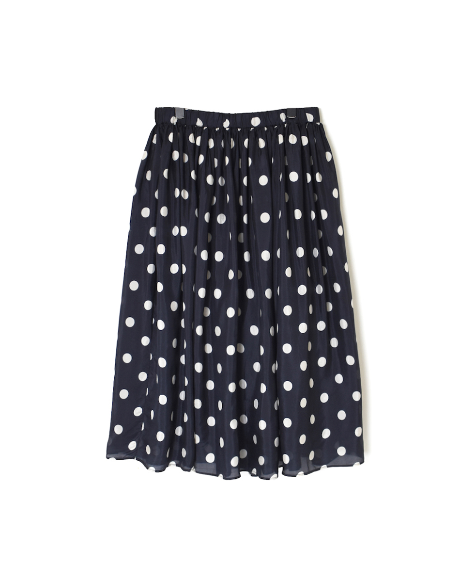 NMDS24522P(スカート) BANGALORE SILK DOT PRINT RAJASTHAN TUCK GATHERED SKIRT WITH LINING