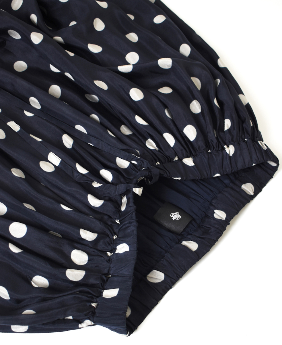 NMDS24522P(スカート) BANGALORE SILK DOT PRINT RAJASTHAN TUCK GATHERED SKIRT WITH LINING