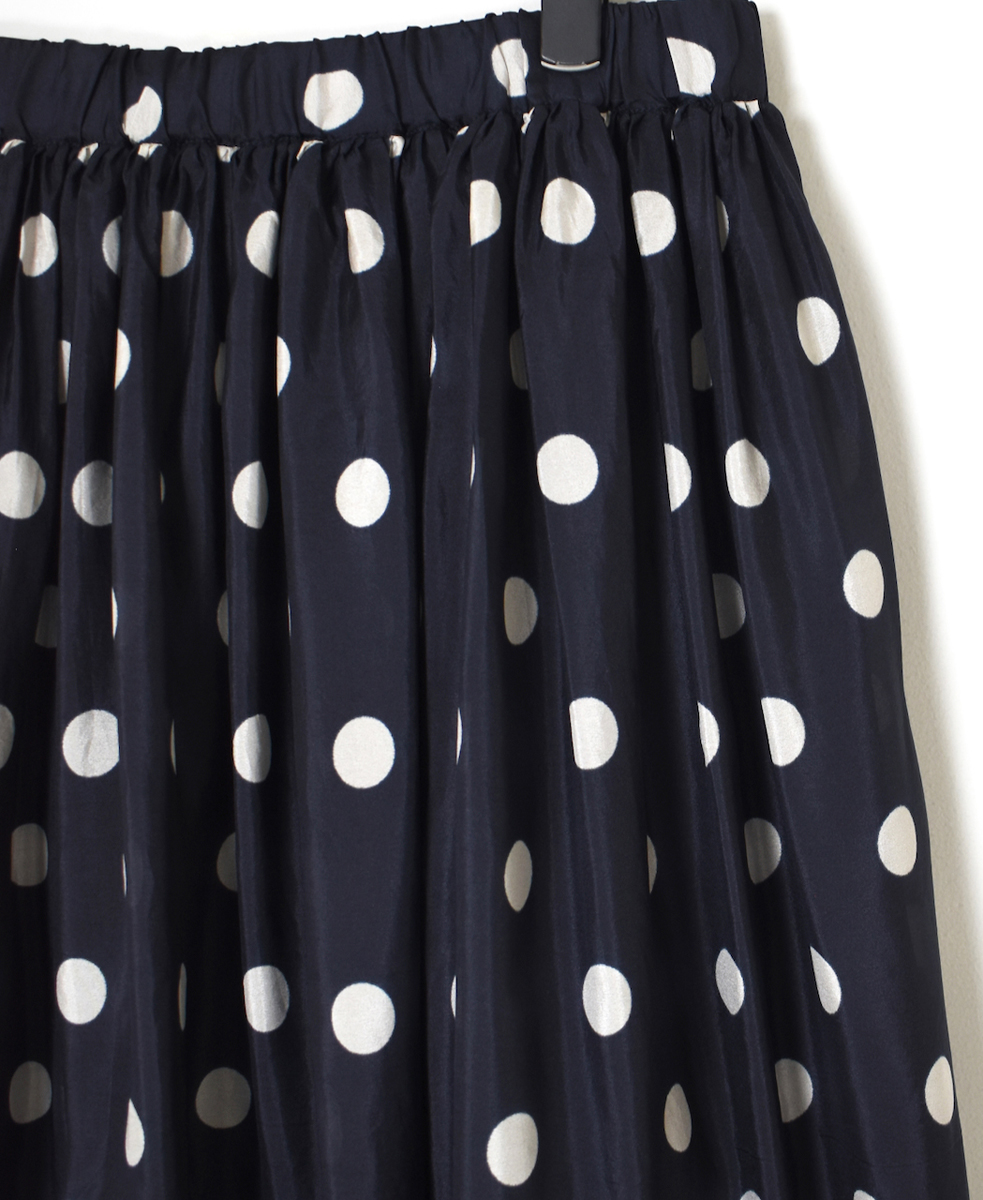 NMDS24522P(スカート) BANGALORE SILK DOT PRINT RAJASTHAN TUCK GATHERED SKIRT WITH LINING