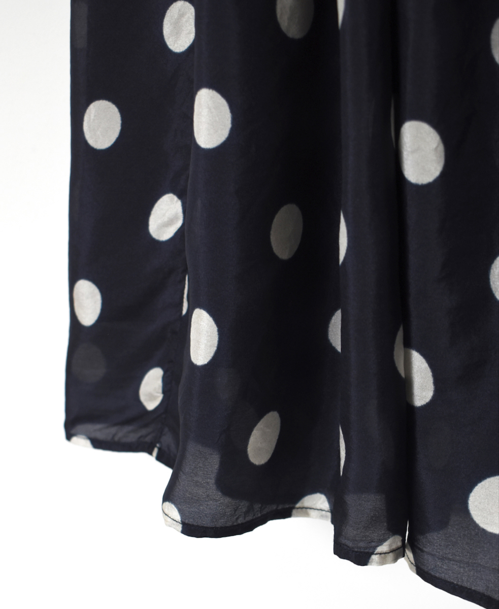 NMDS24522P(スカート) BANGALORE SILK DOT PRINT RAJASTHAN TUCK GATHERED SKIRT WITH LINING