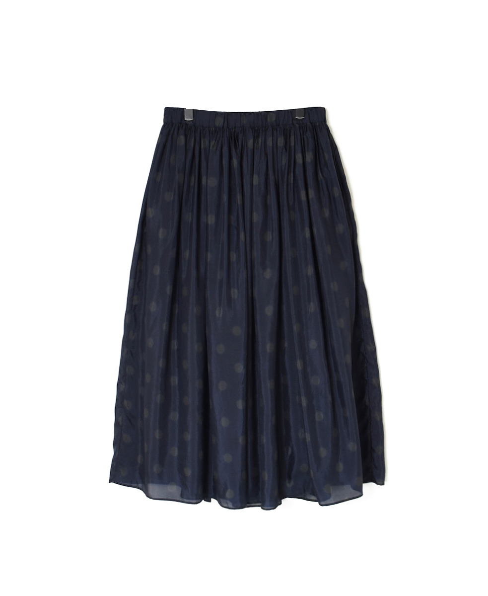 NMDS24522P(スカート) BANGALORE SILK DOT PRINT RAJASTHAN TUCK GATHERED SKIRT WITH LINING