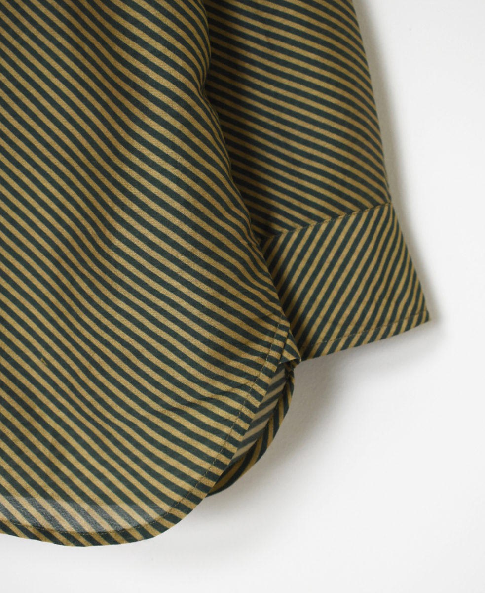 NMDS24533BS(シャツ) HANDWOVEN COTTON SILK BIAS STRIPE PRINT BANDED COLLAR SHIRT