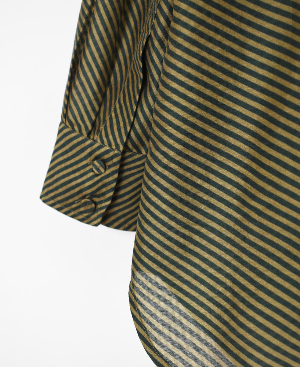 NMDS24533BS(シャツ) HANDWOVEN COTTON SILK BIAS STRIPE PRINT BANDED COLLAR SHIRT