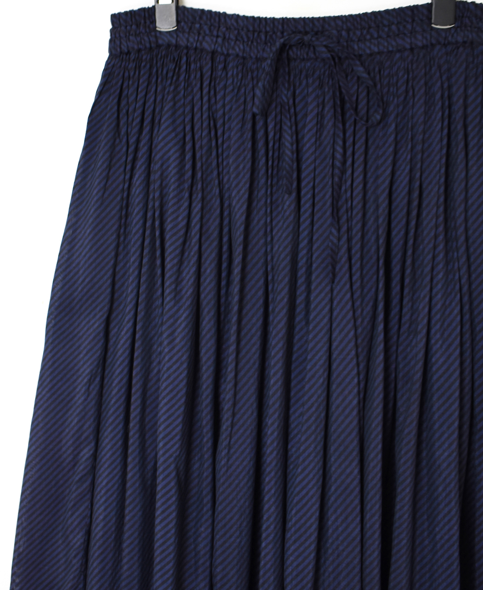 NMDS22564BS(スカート) HANDWOVEN COTTON SILK BIAS STRIPE PRINT RAJASTHAN TUCK GATHERED SKIRT WITH LINING