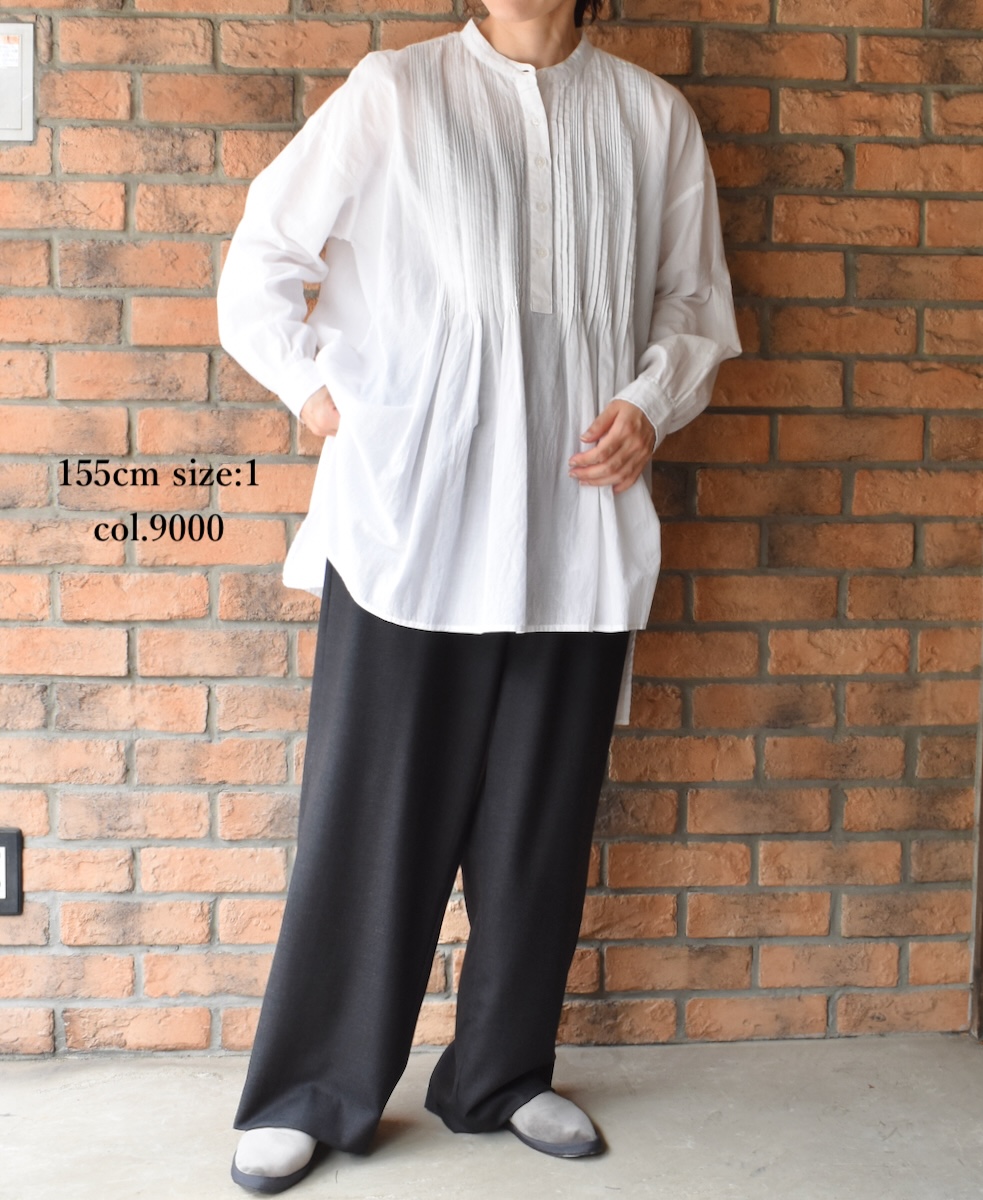 NSL23553 (シャツ) 60s CAMBRIC PLAIN BANDED COLLAR PINTUCK PULLOVER SHIRT