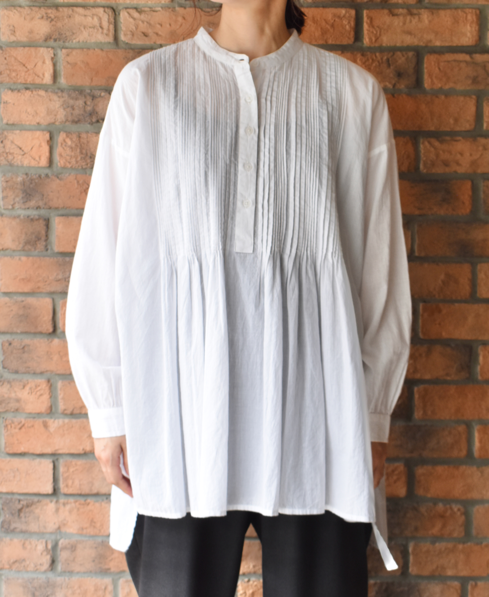 NSL23553 (シャツ) 60s CAMBRIC PLAIN BANDED COLLAR PINTUCK PULLOVER SHIRT