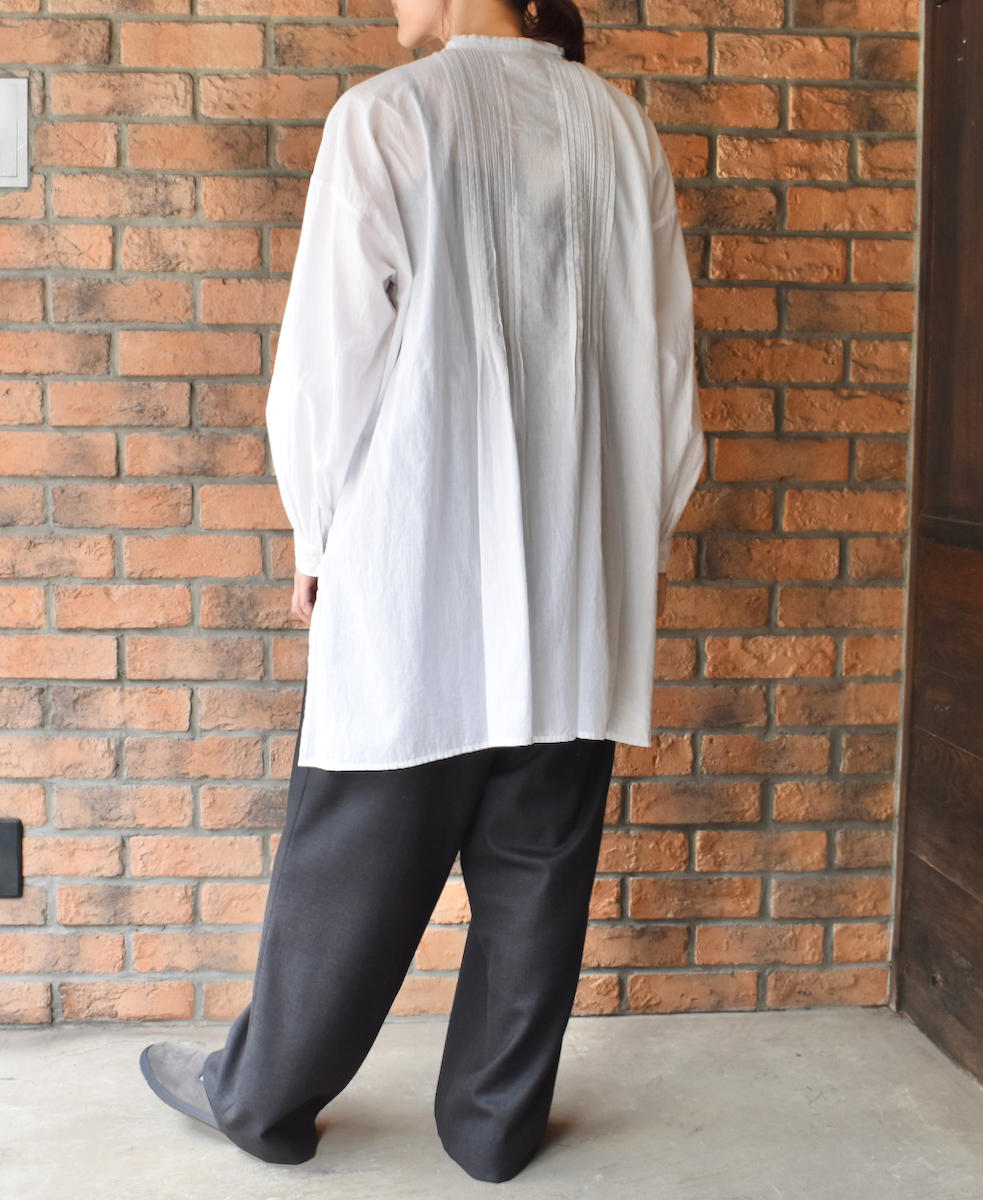 NSL23553 (シャツ) 60s CAMBRIC PLAIN BANDED COLLAR PINTUCK PULLOVER SHIRT